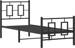 vidaXL - Bedframe - met - hoofd- - en - voeteneinde - metaal - zwart - 75x190 - cm