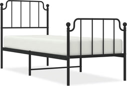 vidaXL - Bedframe - met - hoofd- - en - voeteneinde metaal - zwart - 75x190 - cm