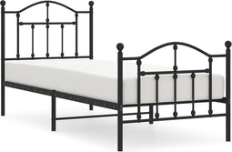 vidaXL - Bedframe - met - hoofd- - en - voeteneinde - metaal - zwart - 80x200 - cm