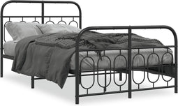 vidaXL - Bedframe - met - hoofd- - en - voeteneinde - metaal - zwart - 120x200 - cm