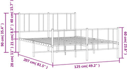 vidaXL - Bedframe - met - hoofd- - en - voeteneinde - metaal - zwart - 120x200 - cm