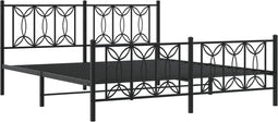 vidaXL - Bedframe - met - hoofd- - en - voeteneinde - metaal - zwart - 183x213 - cm