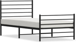 vidaXL - Bedframe - met - hoofd- - en - voeteneinde - metaal - zwart - 100x200 - cm