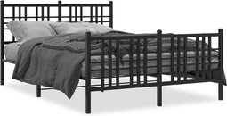 vidaXL - Bedframe - met - hoofd- - en - voeteneinde - metaal - zwart - 140x190 - cm