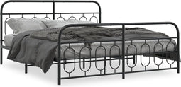 vidaXL - Bedframe - met - hoofd- - en - voeteneinde - metaal - zwart - 183x213 - cm