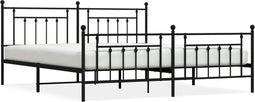 vidaXL - Bedframe - met - hoofd- - en - voeteneinde - metaal - zwart - 200x200 - cm