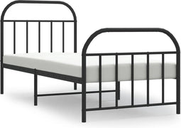 vidaXL - Bedframe - met - hoofd- - en - voeteneinde - metaal - zwart - 90x190 - cm