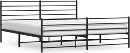 vidaXL - Bedframe - met - hoofd- - en - voeteneinde - metaal - zwart - 200x200 - cm