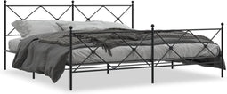 vidaXL - Bedframe - met - hoofd- - en - voeteneinde - metaal - zwart - 200x200 - cm