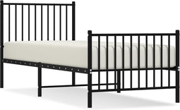 vidaXL - Bedframe - met - hoofd- - en - voeteneinde - metaal - zwart - 75x190 - cm