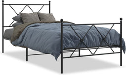 vidaXL - Bedframe - met - hoofd- - en - voeteneinde - metaal - zwart - 90x190 - cm