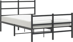 vidaXL - Bedframe - met - hoofd- - en - voeteneinde metaal - zwart - 120x190 - cm
