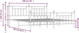 vidaXL - Bedframe - met - hoofd- - en - voeteneinde - metaal - zwart - 193x203 - cm