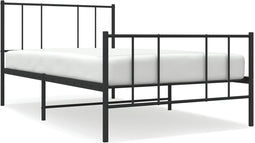 vidaXL - Bedframe - met - hoofd- - en - voeteneinde - metaal - zwart - 100x190 - cm