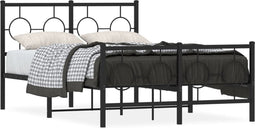 vidaXL - Bedframe - met - hoofd- - en - voeteneinde - metaal - zwart - 120x200 - cm