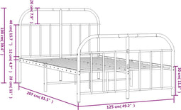 vidaXL - Bedframe - met - hoofd- - en - voeteneinde - metaal - zwart - 120x200 - cm