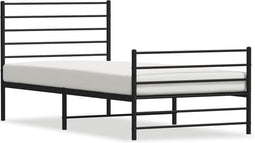 vidaXL - Bedframe - met - hoofd- - en - voeteneinde - metaal - zwart - 100x190 - cm