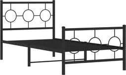 vidaXL - Bedframe - met - hoofd- - en - voeteneinde - metaal - zwart - 90x190 - cm