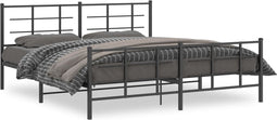 vidaXL - Bedframe - met - hoofd- - en - voeteneinde - metaal - zwart - 183x213 - cm
