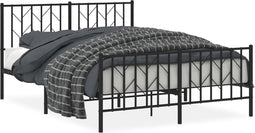 vidaXL - Bedframe - met - hoofd- - en - voeteneinde - metaal - zwart - 140x190 - cm