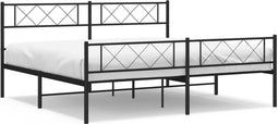 vidaXL - Bedframe - met - hoofd- - en - voeteneinde - metaal - zwart - 193x203 - cm