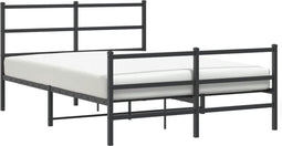 vidaXL - Bedframe - met - hoofd- - en - voeteneinde metaal - zwart - 135x190 - cm