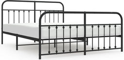 vidaXL - Bedframe - met - hoofd- - en - voeteneinde - metaal - zwart - 183x213 - cm