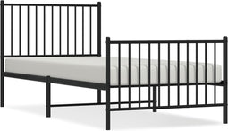 vidaXL - Bedframe - met - hoofd- - en - voeteneinde - metaal - zwart - 90x200 - cm