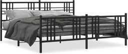 vidaXL - Bedframe - met - hoofd- - en - voeteneinde - metaal - zwart - 193x203 - cm