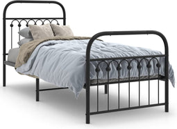 vidaXL - Bedframe - met - hoofd- - en - voeteneinde - metaal - zwart - 80x200 - cm