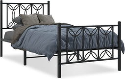vidaXL - Bedframe - met - hoofd- - en - voeteneinde - metaal - zwart - 80x200 - cm