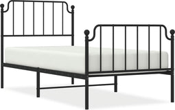 vidaXL - Bedframe - met - hoofd- - en - voeteneinde metaal - zwart - 90x200 - cm