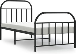 vidaXL - Bedframe - met - hoofd- - en - voeteneinde - metaal - zwart - 80x200 - cm