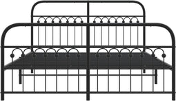 vidaXL - Bedframe - met - hoofd- - en - voeteneinde - metaal - zwart - 150x200 - cm