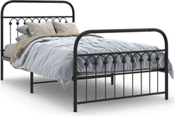 vidaXL - Bedframe - met - hoofd- - en - voeteneinde - metaal - zwart - 100x190 - cm