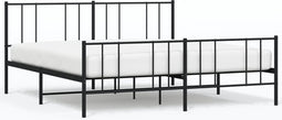 vidaXL - Bedframe - met - hoofd- - en - voeteneinde - metaal - zwart - 200x200 - cm