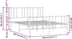 vidaXL - Bedframe - met - hoofd- - en - voeteneinde - metaal - zwart - 150x200 - cm