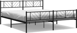 vidaXL - Bedframe - met - hoofd- - en - voeteneinde - metaal - zwart - 200x200 - cm