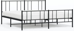 vidaXL - Bedframe - met - hoofd- - en - voeteneinde - metaal - zwart - 193x203 - cm