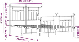 vidaXL - Bedframe - met - hoofd- - en - voeteneinde - metaal - zwart - 120x190 - cm