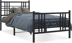 vidaXL - Bedframe - met - hoofd- - en - voeteneinde - metaal - zwart - 90x190 - cm