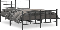 vidaXL - Bedframe - met - hoofd- - en - voeteneinde - metaal - zwart - 140x200 - cm