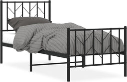 vidaXL - Bedframe - met - hoofd- - en - voeteneinde - metaal - zwart - 75x190 - cm