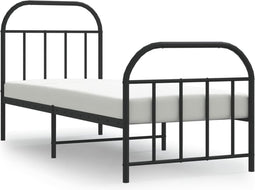 vidaXL - Bedframe - met - hoofd- - en - voeteneinde - metaal - zwart - 75x190 - cm