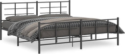 vidaXL - Bedframe - met - hoofd- - en - voeteneinde - metaal - zwart - 193x203 - cm