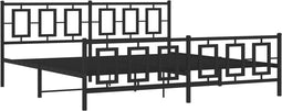 vidaXL - Bedframe - met - hoofd- - en - voeteneinde - metaal - zwart - 193x203 - cm
