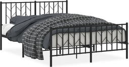 vidaXL - Bedframe - met - hoofd- - en - voeteneinde - metaal - zwart - 135x190 - cm
