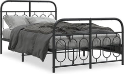 vidaXL - Bedframe - met - hoofd- - en - voeteneinde - metaal - zwart - 120x190 - cm