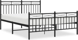 vidaXL - Bedframe - met - hoofd- - en - voeteneinde - metaal - zwart - 135x190 - cm