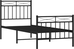 vidaXL - Bedframe - met - hoofd- - en - voeteneinde - metaal - zwart - 80x200 - cm